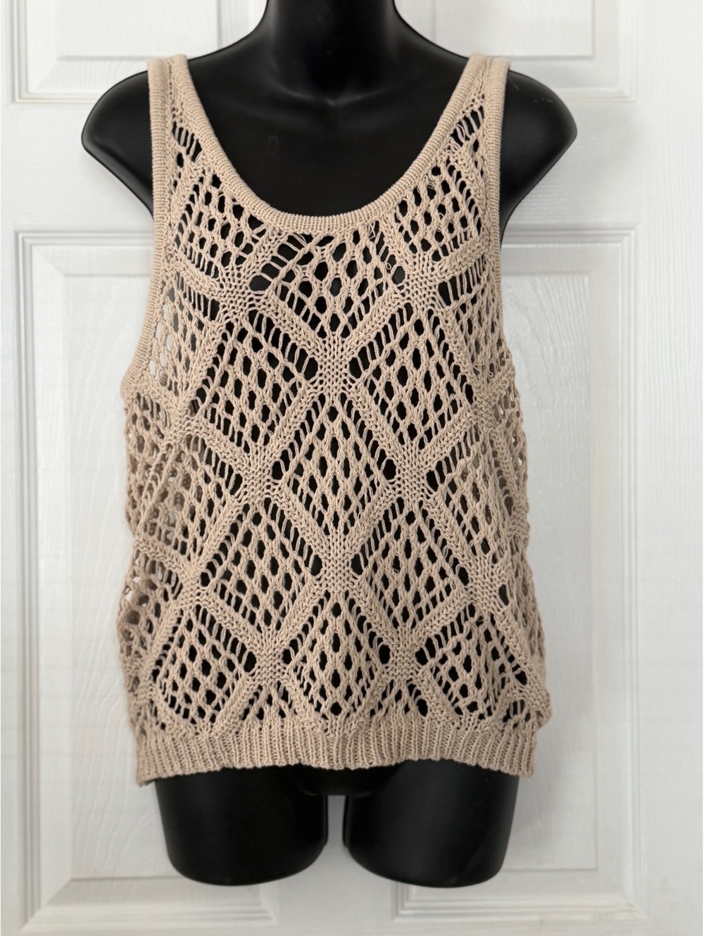 Beige Open Knit Tank Top Size S